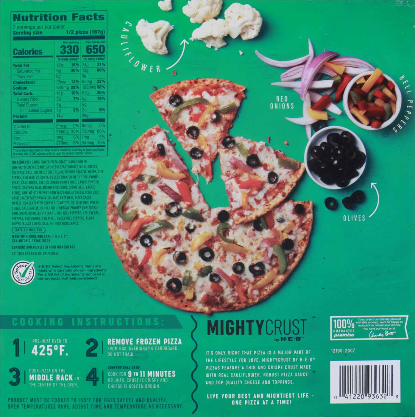 MightyCrust by H-E-B Frozen Cauliflower Pizza - Veggie; image 4 of 4