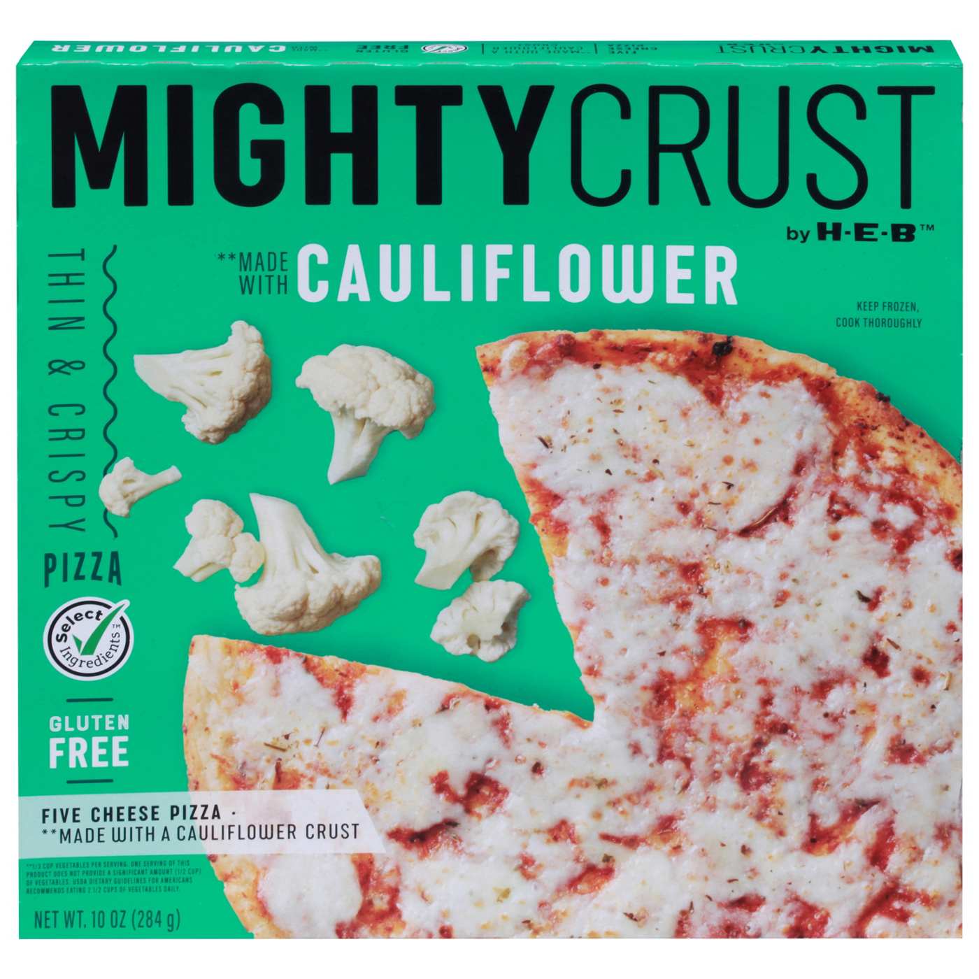 MightyCrust by H-E-B Five Cheese Cauliflower Crust Gluten Free Frozen Pizza; image 1 of 3
