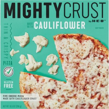 MightyCrust by H-E-B Five Cheese Cauliflower Crust Gluten Free Frozen Pizza, 10 oz