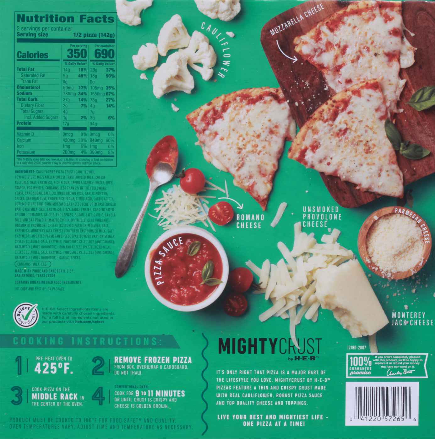 MightyCrust by H-E-B Frozen Cauliflower Pizza - Five Cheese; image 2 of 2