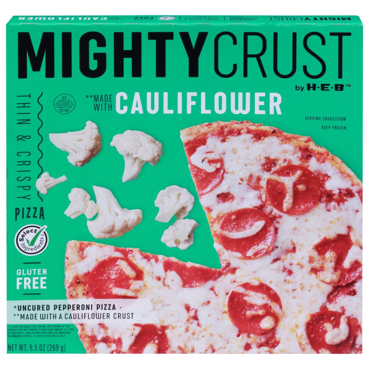 MightyCrust by H-E-B Frozen Cauliflower Pizza - Pepperoni; image 1 of 3
