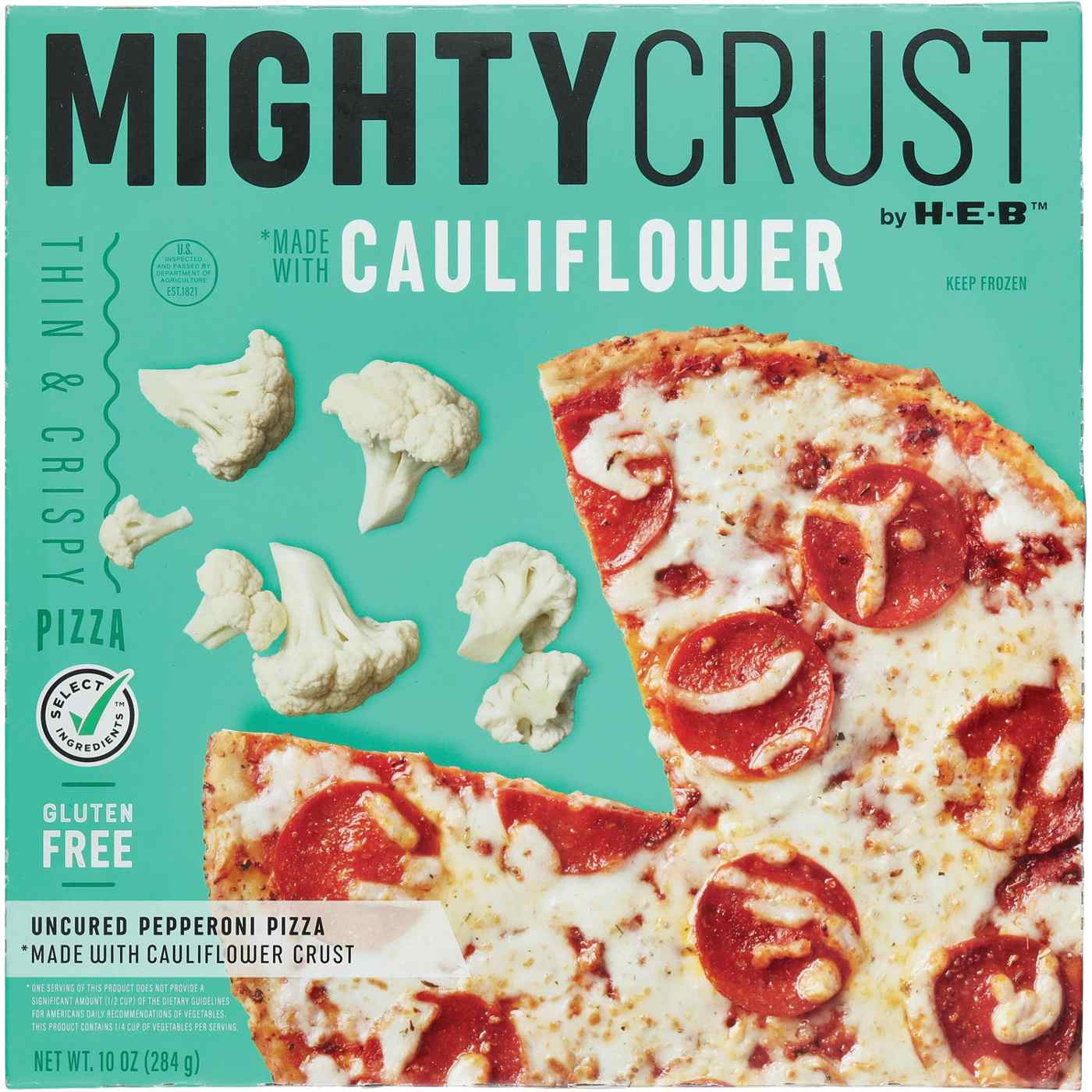MightyCrust by H-E-B Pepperoni Cauliflower Crust Gluten Free Frozen Pizza; image 1 of 3