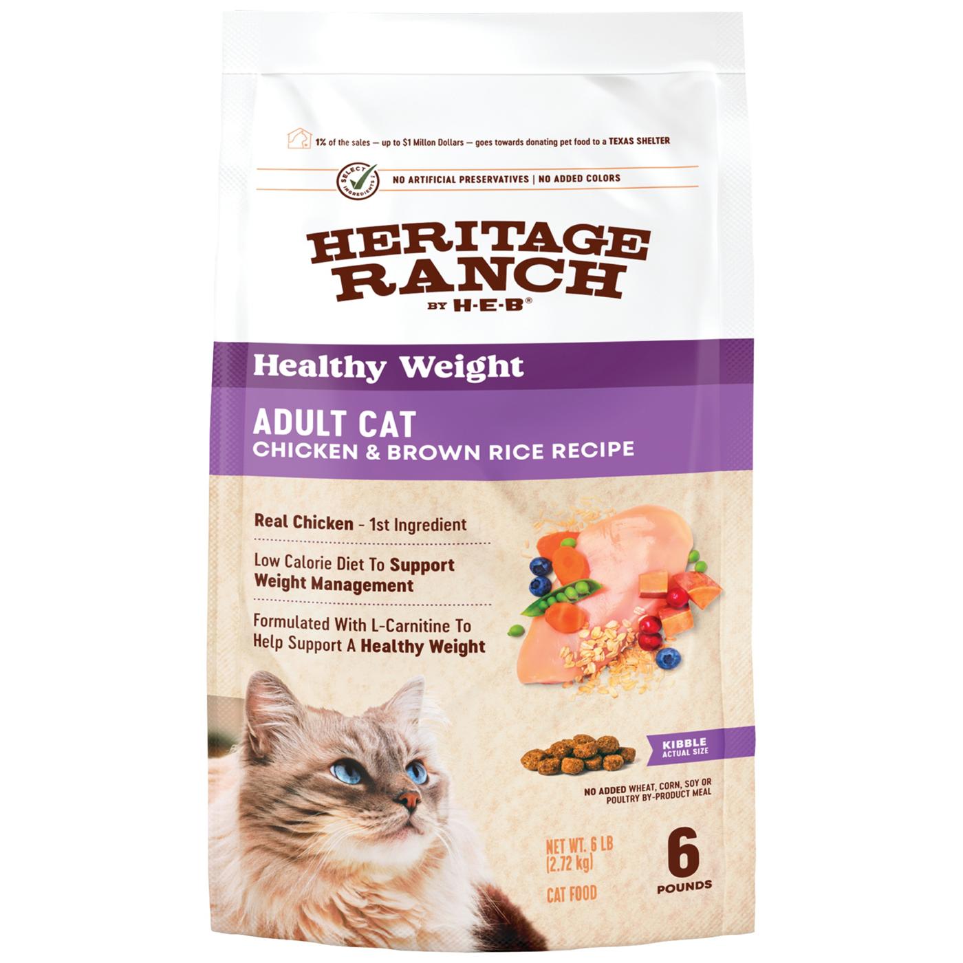 Heritage Ranch by H-E-B Healthy Weight Adult Dry Cat Food - Chicken & Brown Rice; image 1 of 2