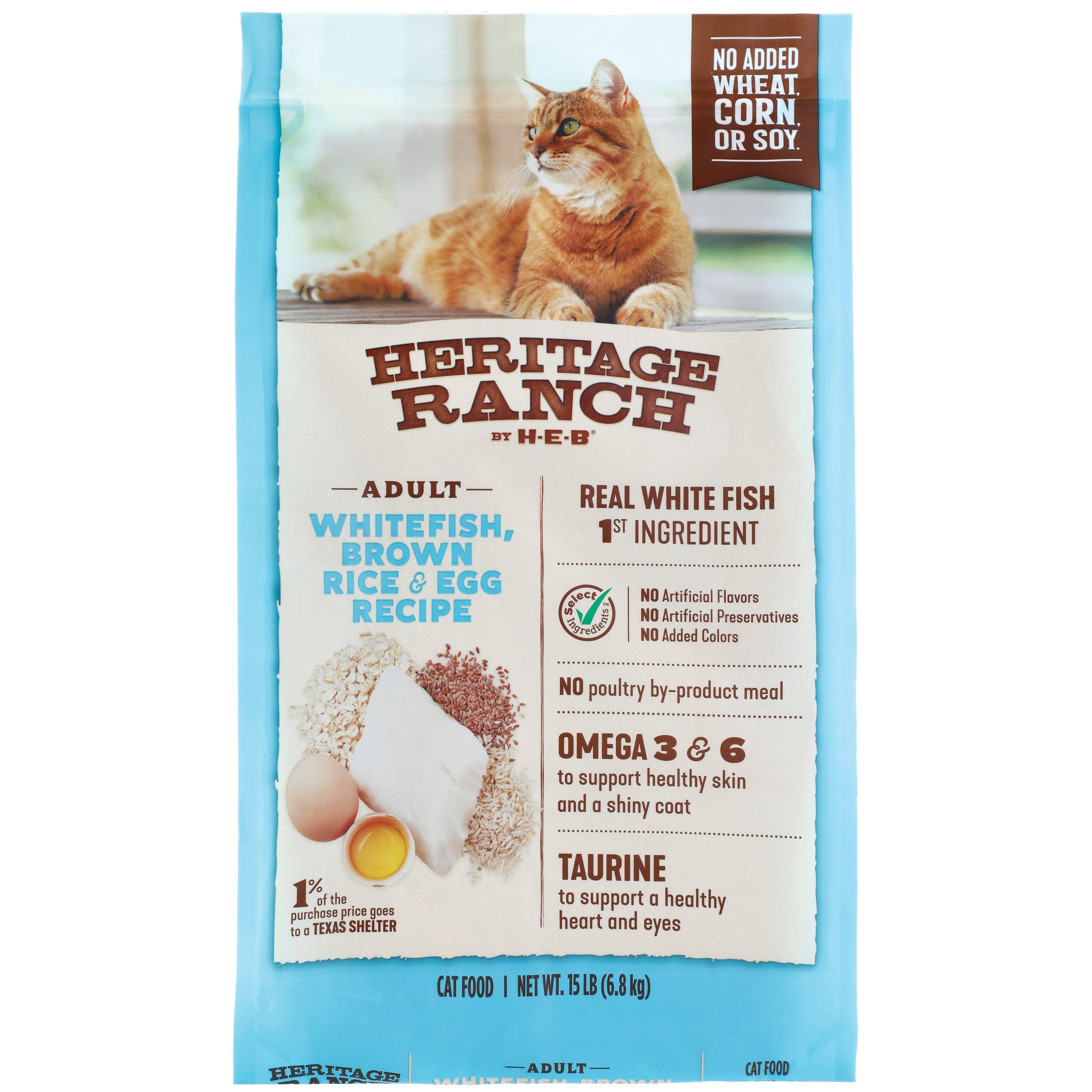 Heritage Ranch by H E B Adult Dry Cat Food Whitefish Brown Rice Egg