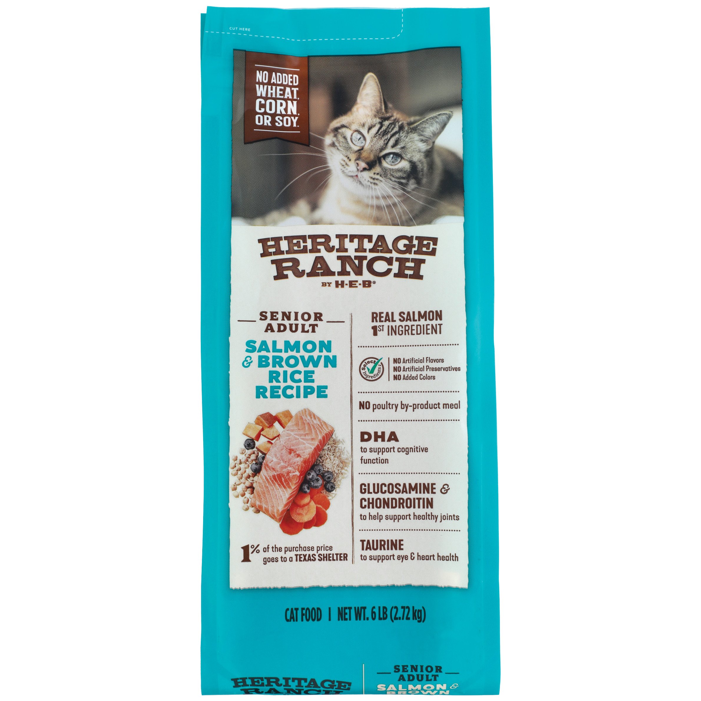 Heritage Ranch by H E B Senior Adult Dry Cat Food Salmon Brown