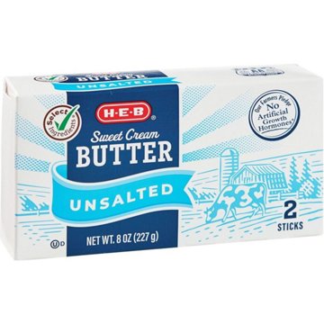 H-E-B Sweet Cream Unsalted Butter Sticks, 2 ct