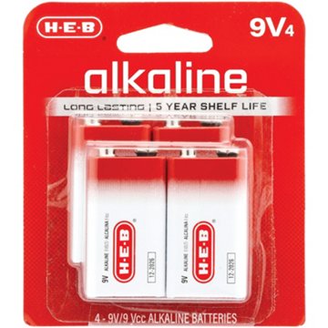 H-E-B Alkaline 9V Batteries, 4 pk