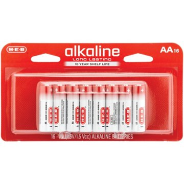 H-E-B Alkaline AA Batteries, 16 pk