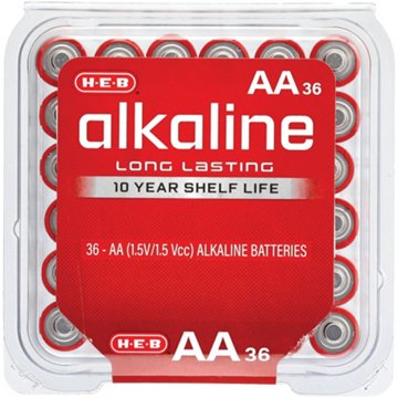 H-E-B Alkaline AA Batteries, 36 pk