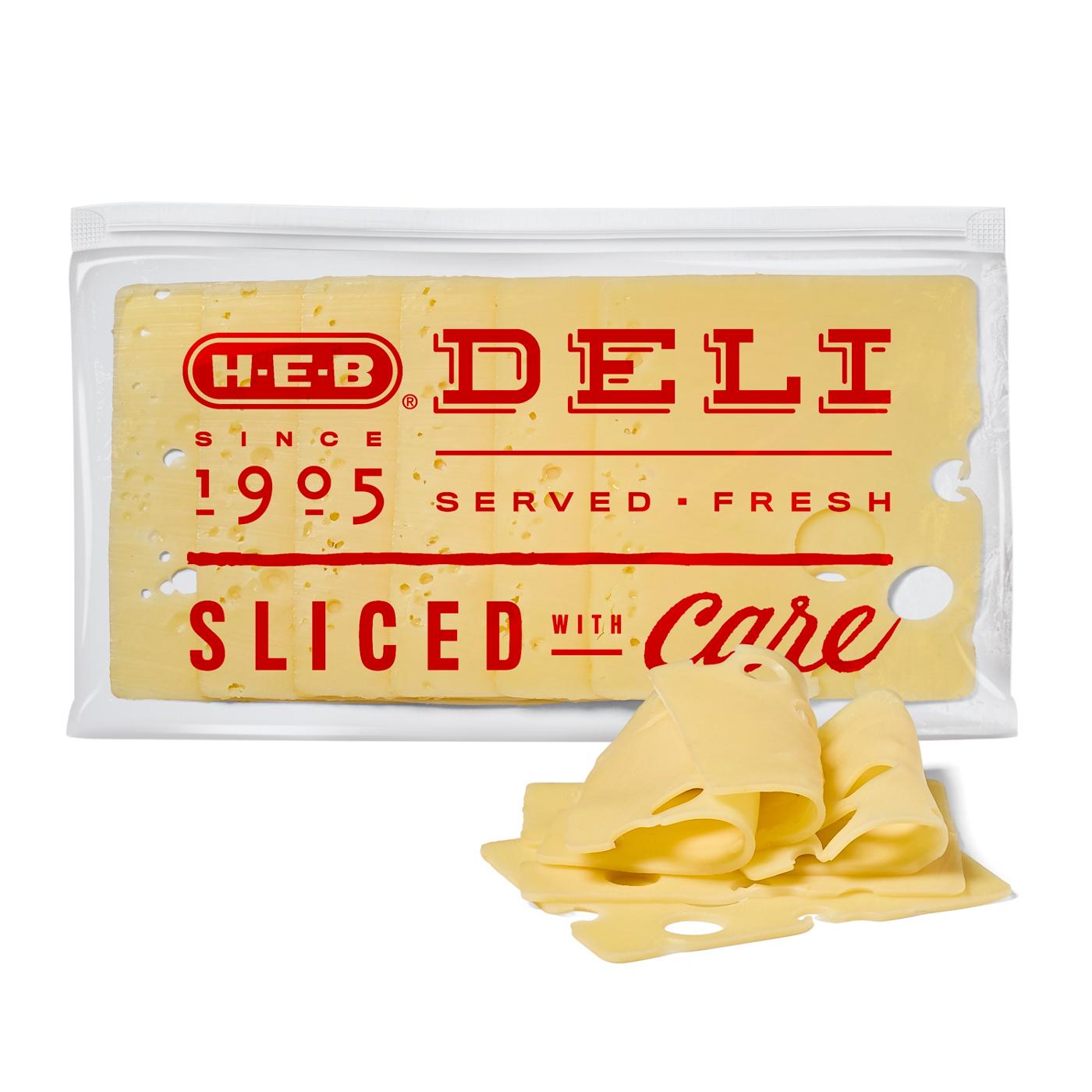 H-E-B Deli Swiss Cheese, Sandwich Sliced; image 1 of 2