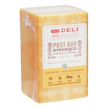 H-E-B Deli Muenster Cheese, Sandwich Sliced, Avg. 0.5 lb