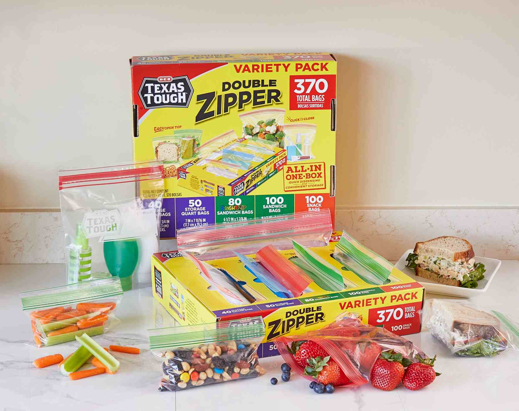 Ziploc Double Zipper Bag, Variety Pack, 347-count