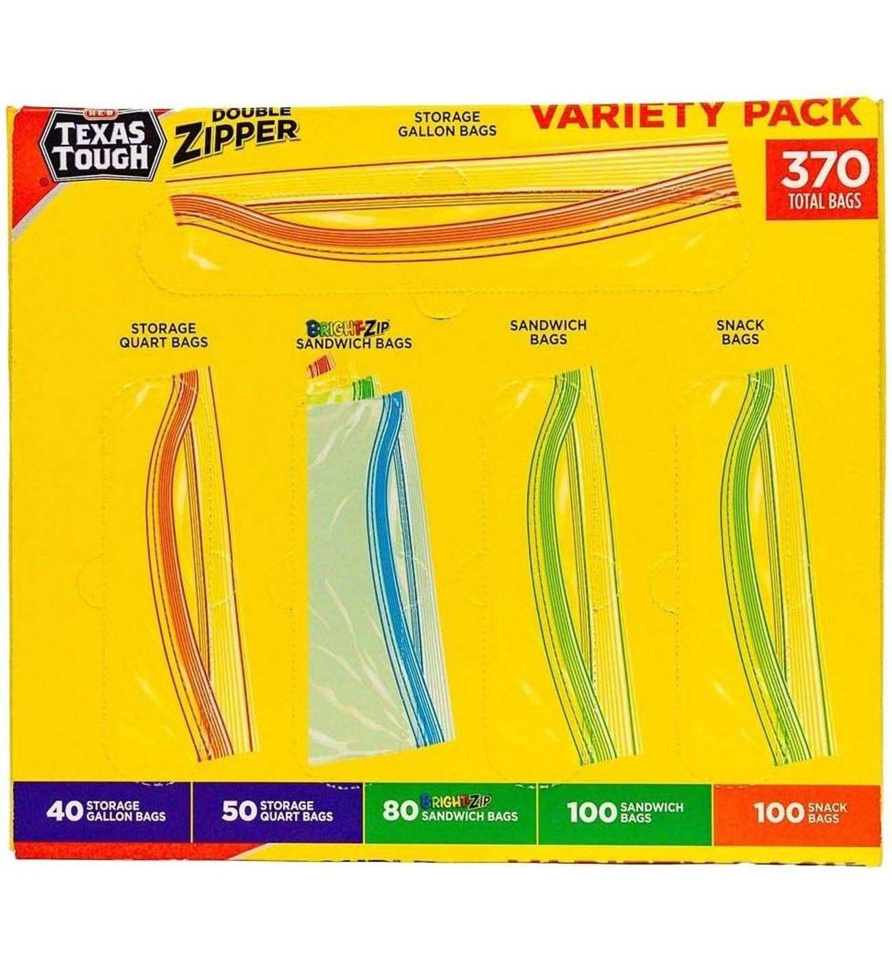 H-E-B Texas Tough Double Zipper Storage Bags - Variety Pack; image 12 of 14