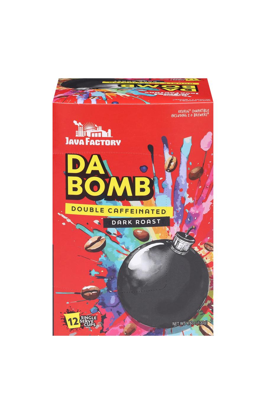 JAVA FACTORY Da Bomb Double Caffeinated Dark Roast Single Serve
