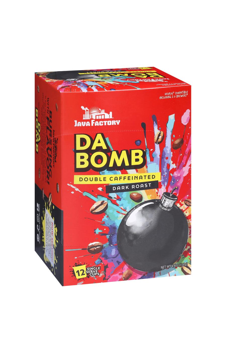 JAVA FACTORY Da Bomb Double Caffeinated Dark Roast Single Serve