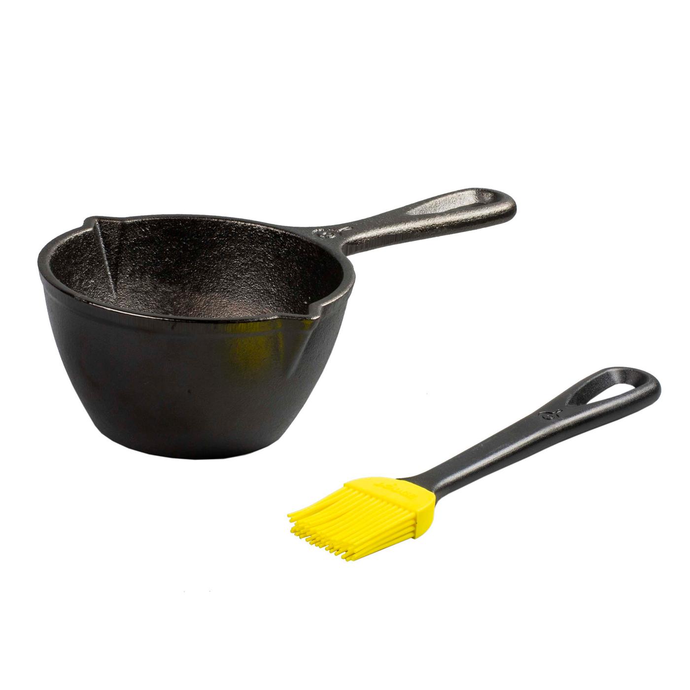 Lodge Cast Iron Melting Pot with Silicone Brush - Shop Stock Pots & Sauce  Pans at H-E-B