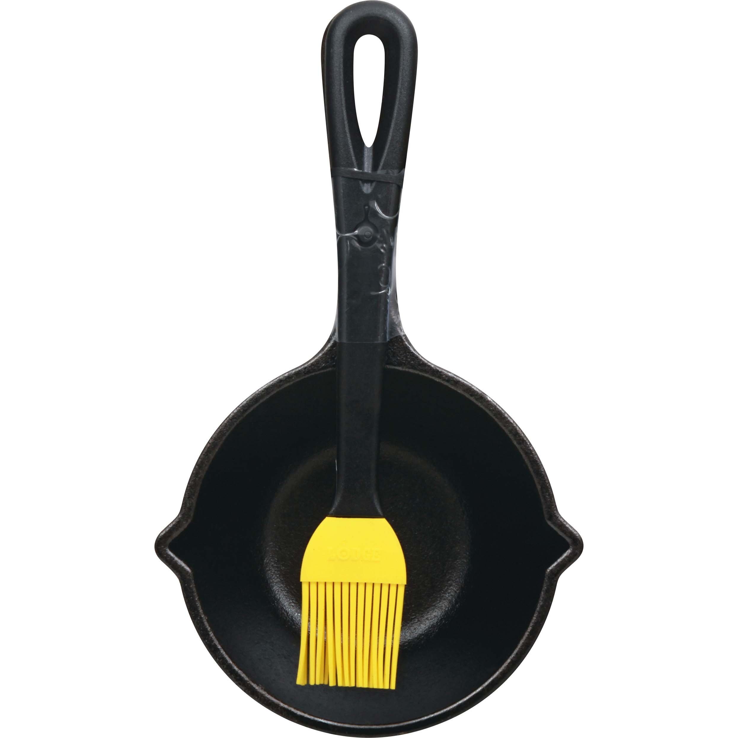 Lodge 9.5 Cast Iron Pie Pan & Cast Iron Silicone Brush Melting Pot, 15.2  oz, Black