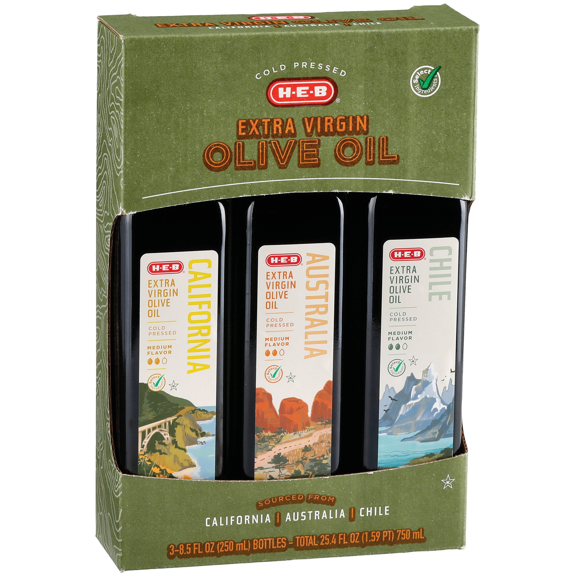 HEB Cold Pressed Extra Virgin Olive Oil Variety Pack Shop Oils at HEB