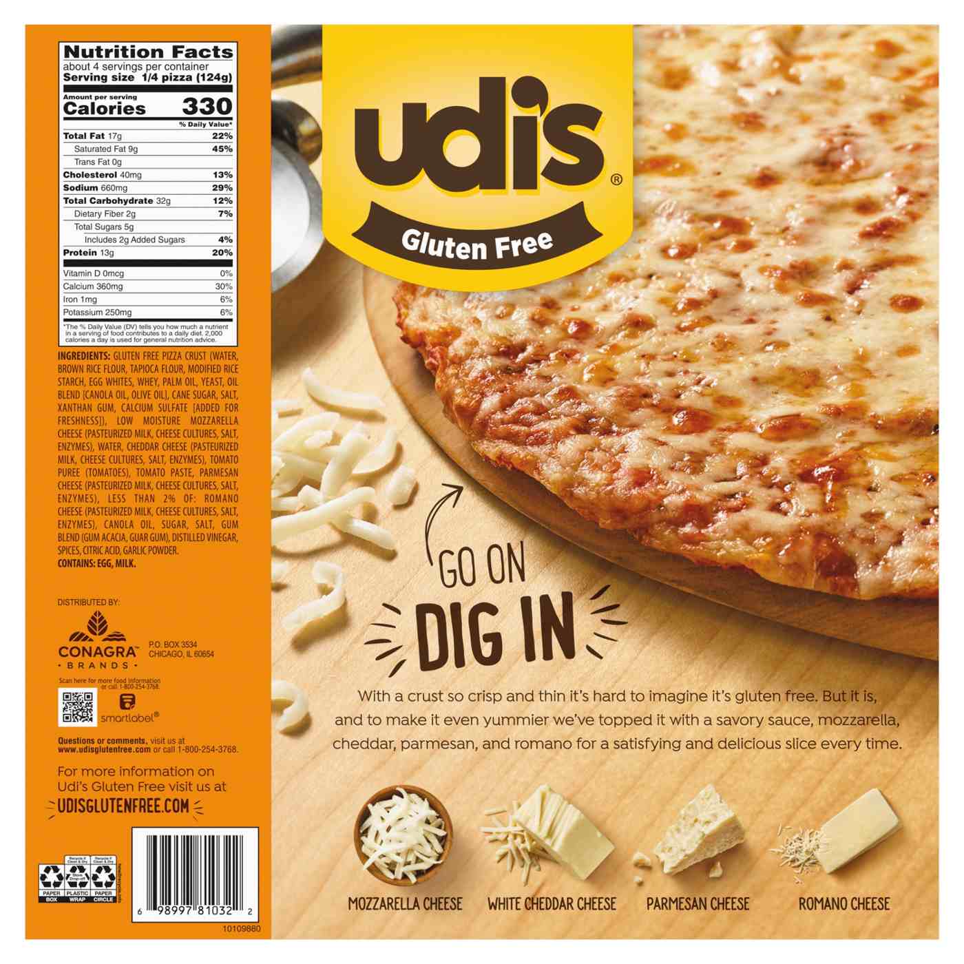 Udi's Gluten Free Four Cheese Pizza; image 7 of 7