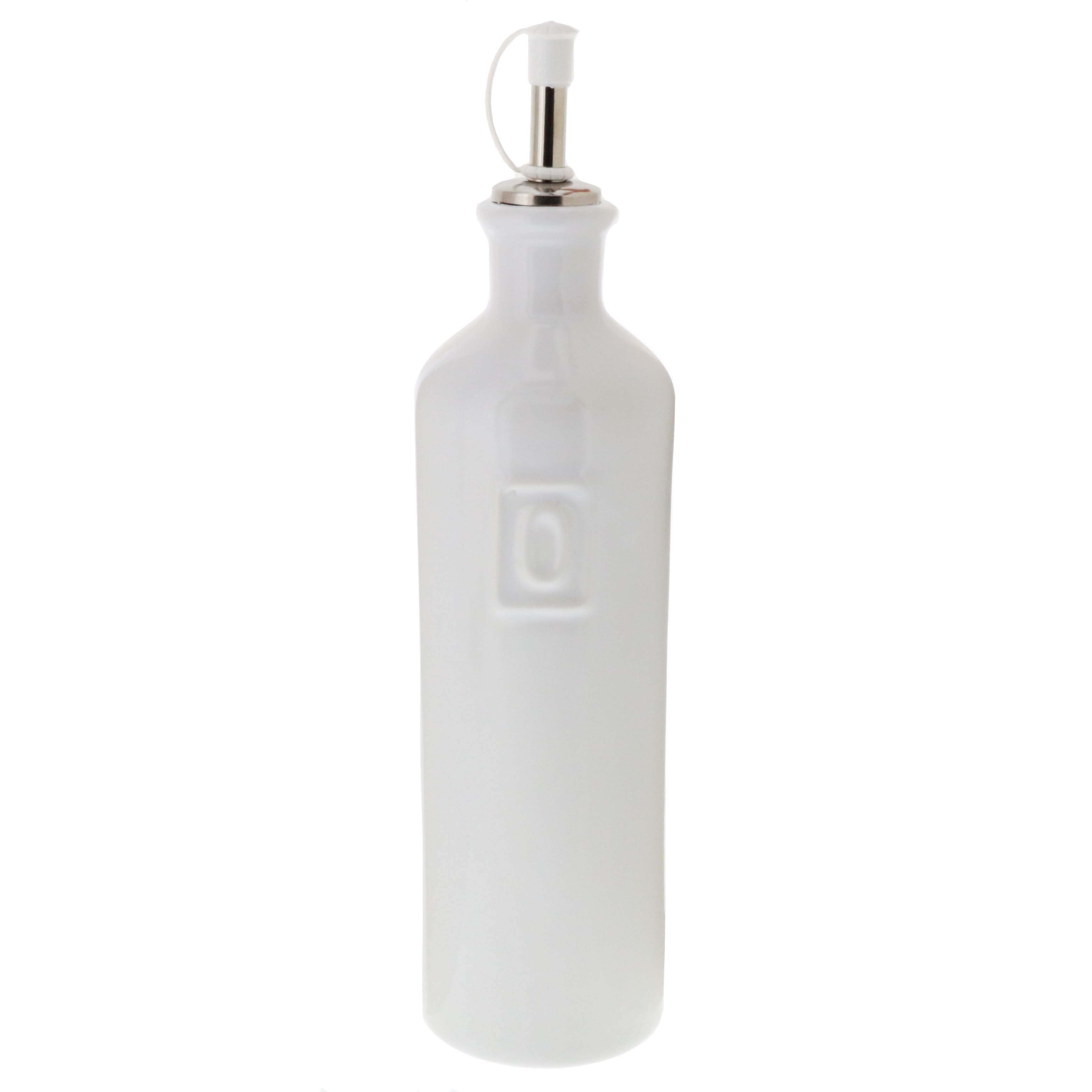 Fox Un White Ceamic Oil Bottle, 17 Oz/500 ML Olive Oil Dispenser With Pouring Spout And Cap%2f15411563780