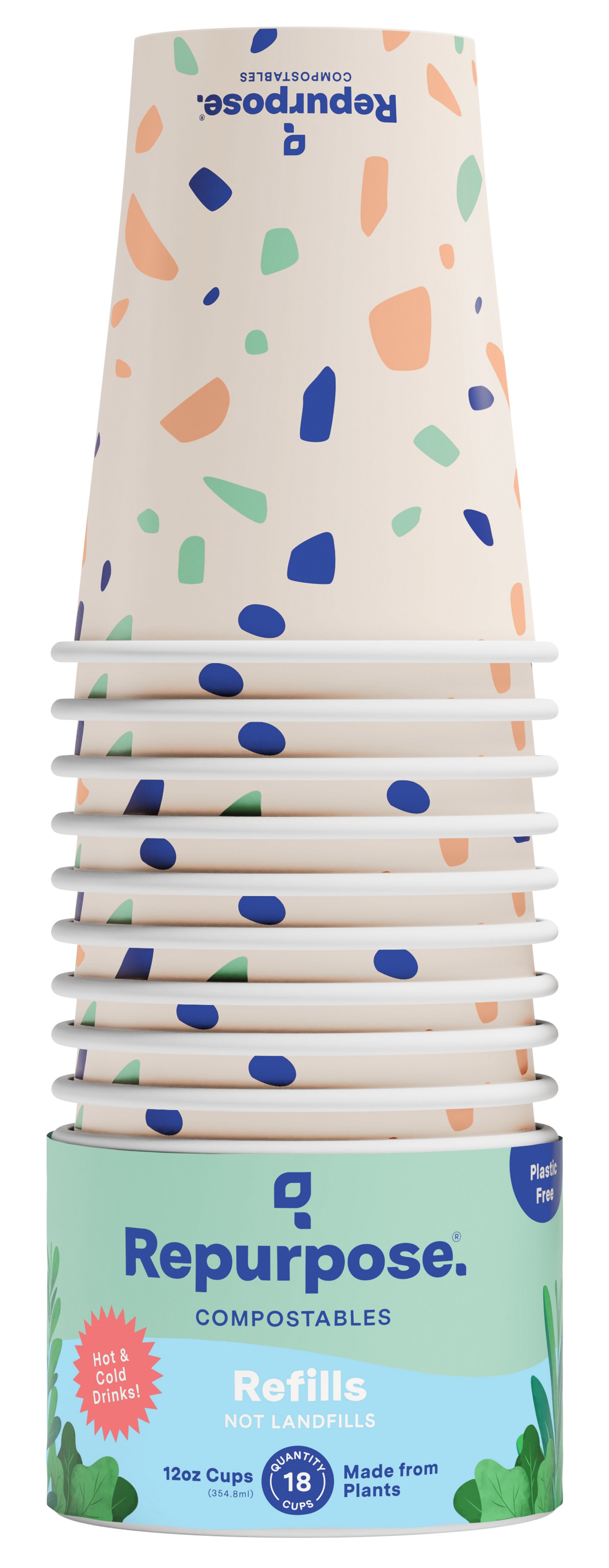 Repurpose Compostable Hot and Cold Cup Stack 12 oz, 18 ct | Central ...