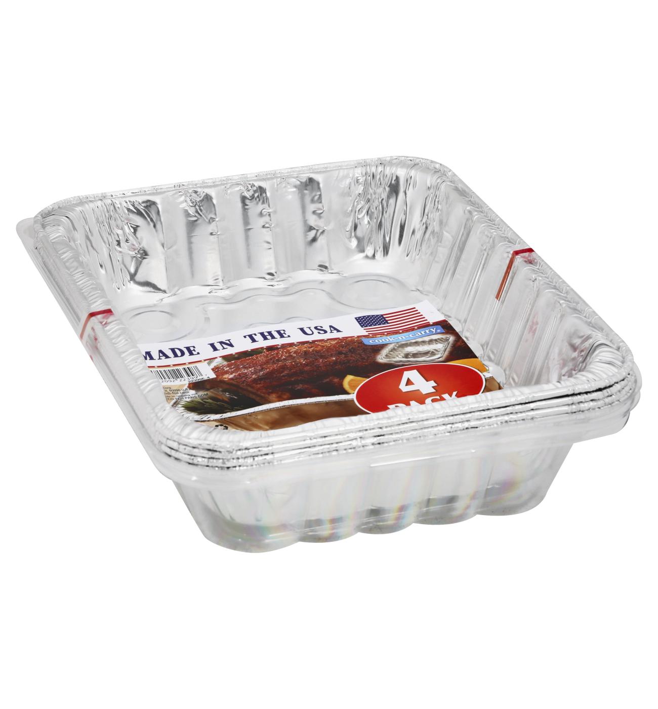 Handi-foil® Cook-n-Carry Roaster/Baker Pans & Lids - Silver, 4 pk
