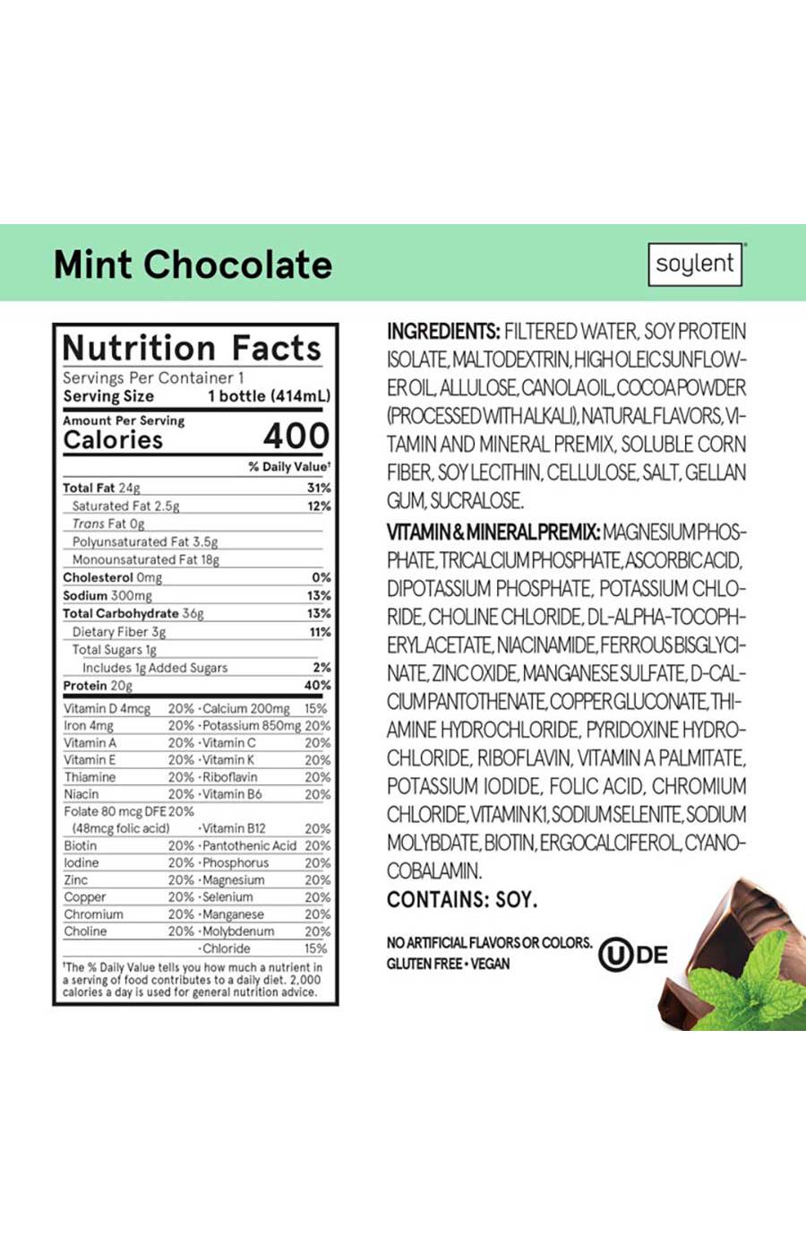 Soylent Protein Nutrition Shake - Mint Chocolate; image 3 of 3