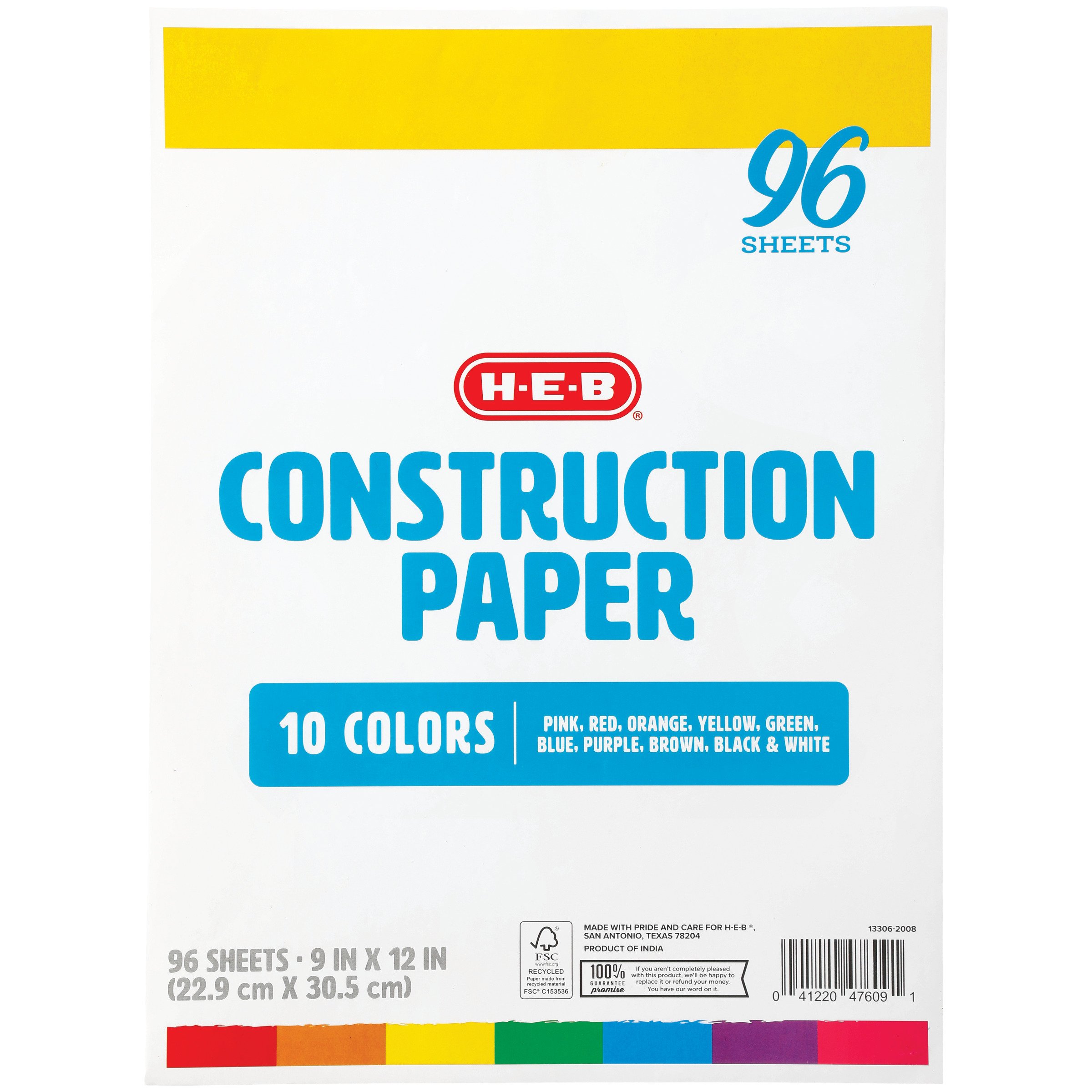 H-E-B 96 Construction Paper - 10 Color - Shop School & Office Supplies ...