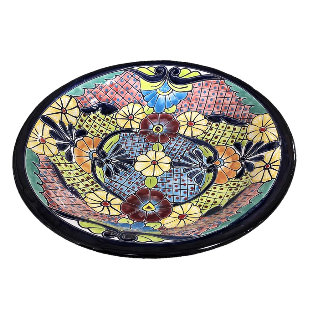 Blue Orange Pottery Talavera Bird Bath Bowl Shop Outdoor decor at HEB