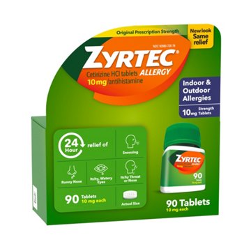 Zyrtec 24 Hour Allergy Relief Tablets with Cetirizine HCl