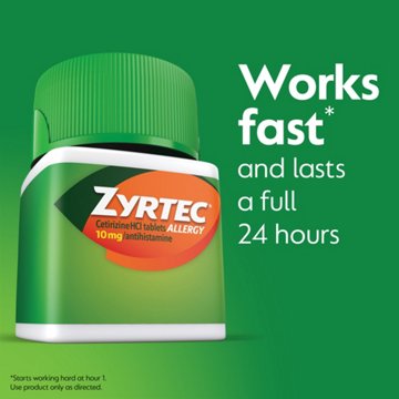 Zyrtec 24 Hour Allergy Relief Tablets with Cetirizine HCl