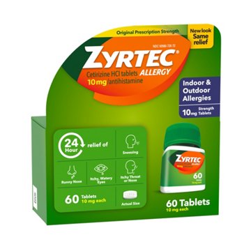 Zyrtec 24 Hour Allergy Relief Tablets with Cetirizine HCl