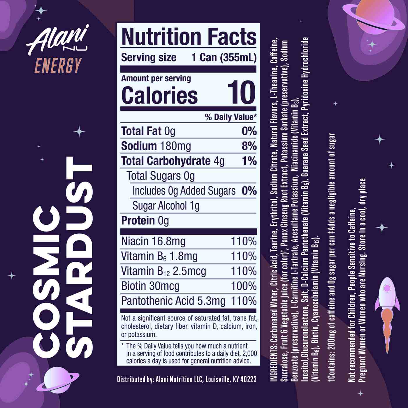 Alani Nu Zero Sugar Energy Drink Cosmic Stardust Shop Sports & energy drinks at HEB