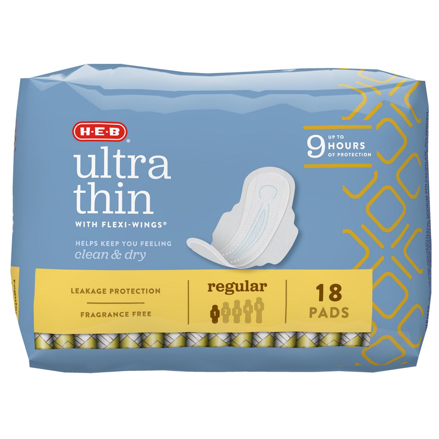 H-E-B Ultra Thin with Flexi-Wings Pads - Regular; image 1 of 5