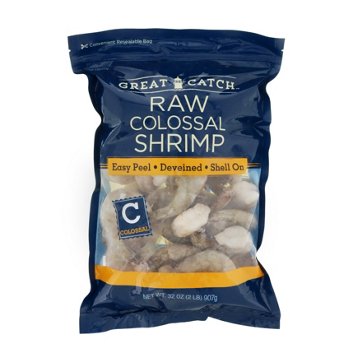 Great Catch Frozen Easy Peel Deveined Colossal Raw Shrimp, 13 - 15 ct/lb, 2 lbs