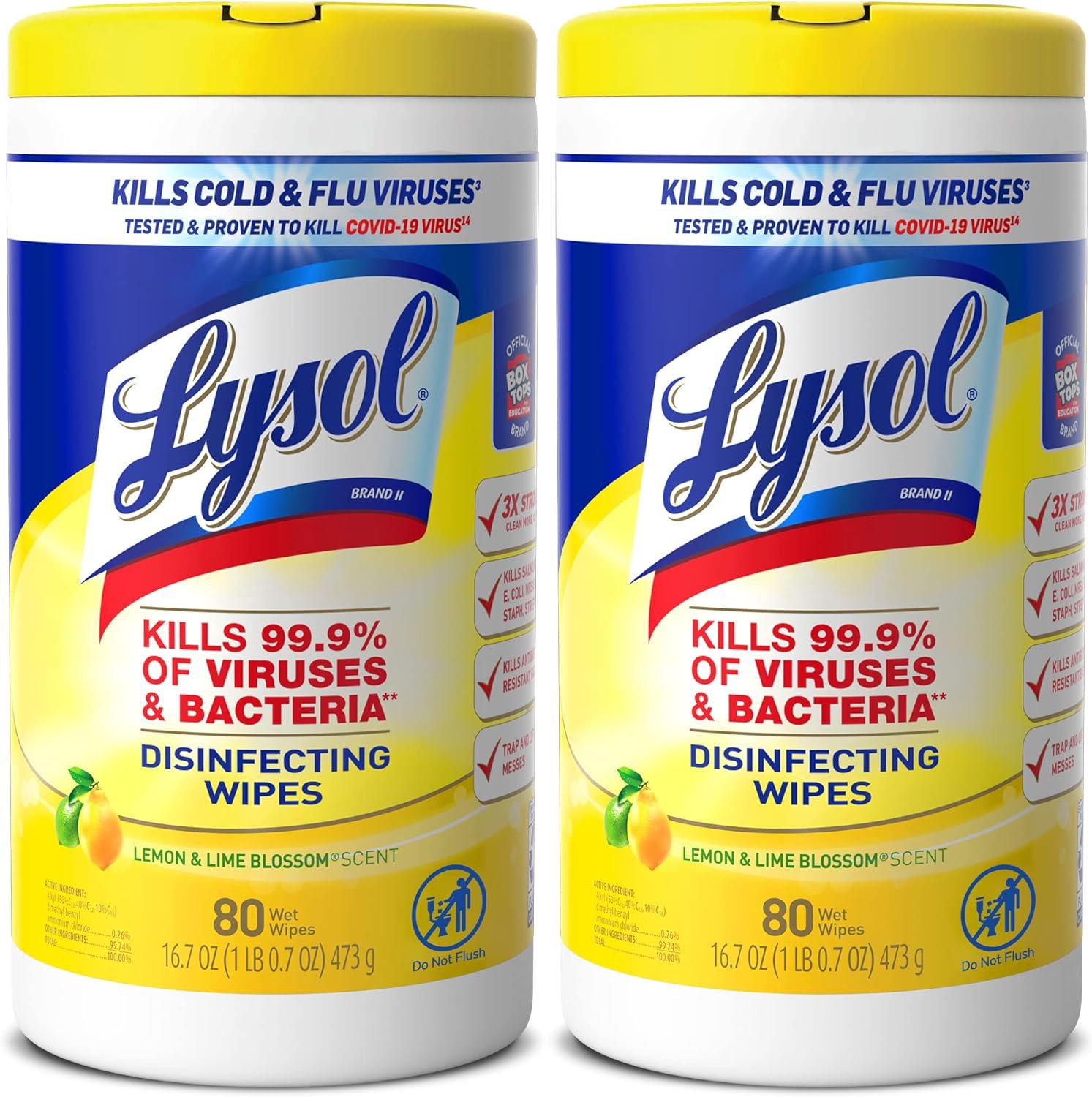 Lysol 80Count Lemon And Lime Blossom Disinfecting Wipes, 52 OFF