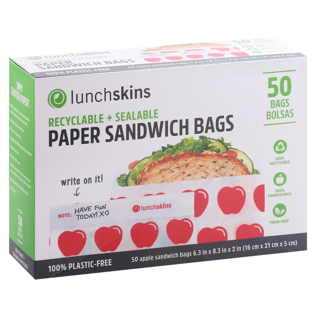 Lunchskins Recyclable & Sealable Paper Sandwich Bags Shop Storage