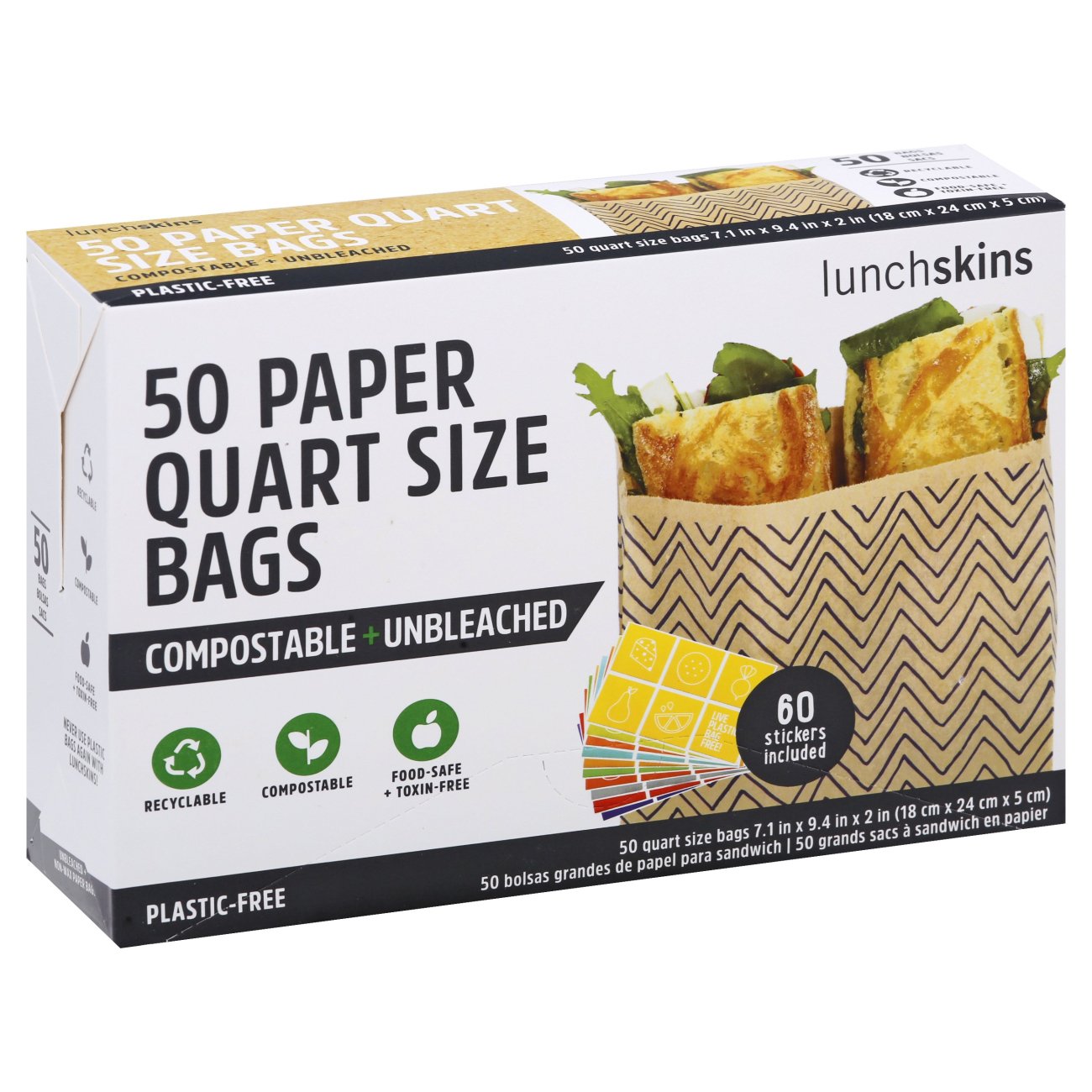 Lunchskins Unbleached Compostable Quart Paper Bags Shop Storage Bags