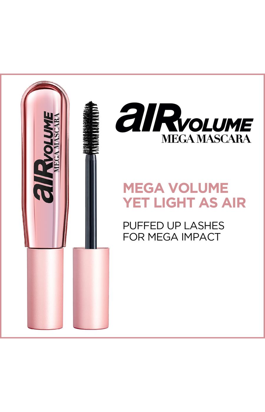 L'Oréal Paris Air Volume Mega Mascara, Lightweight Mega Volume Washable Black; image 2 of 6