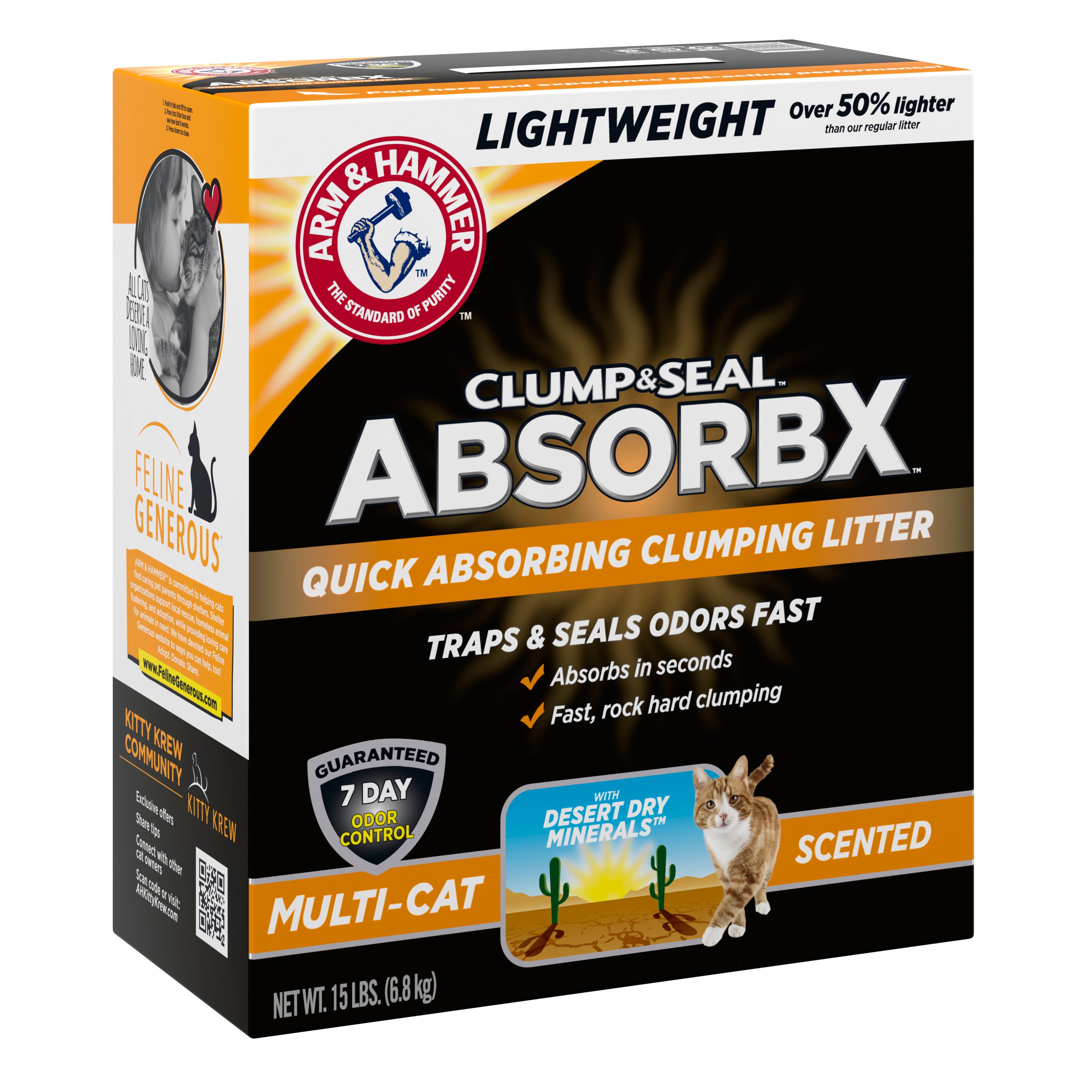 Arm & Hammer Clump & Seal Absorbx MultiCat Light Weight Clumping