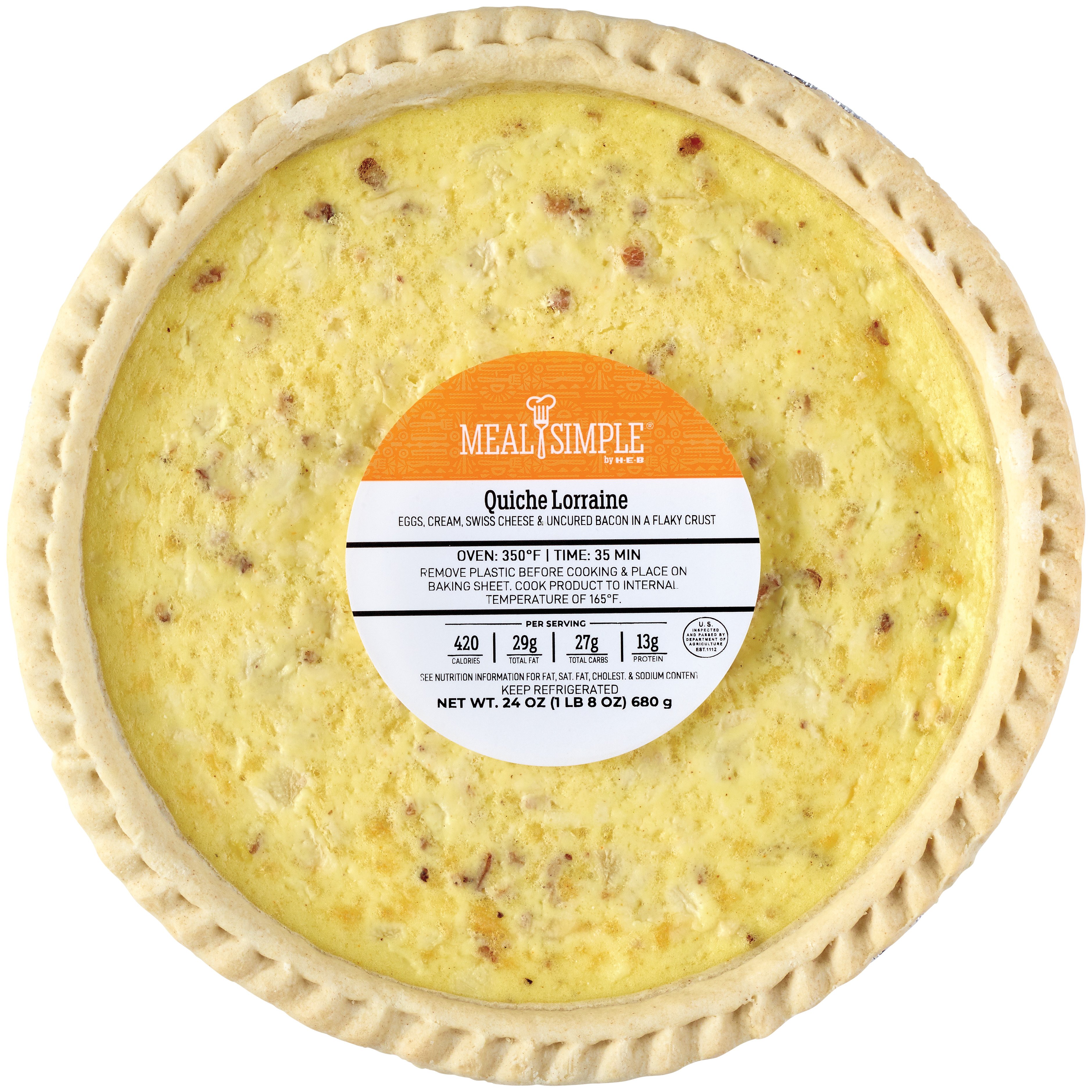 Meal Simple By H-E-B Quiche Lorraine - Large - Shop Entrees & Sides At ...