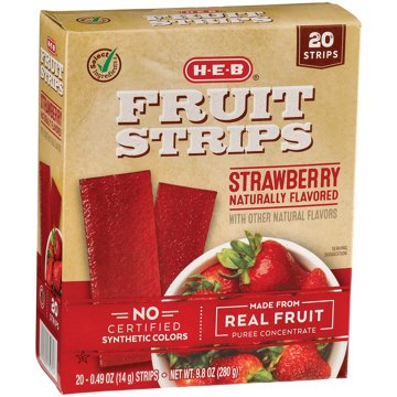 H-E-B Fruit Strips Fruit Snacks - Strawberry, 20 ct