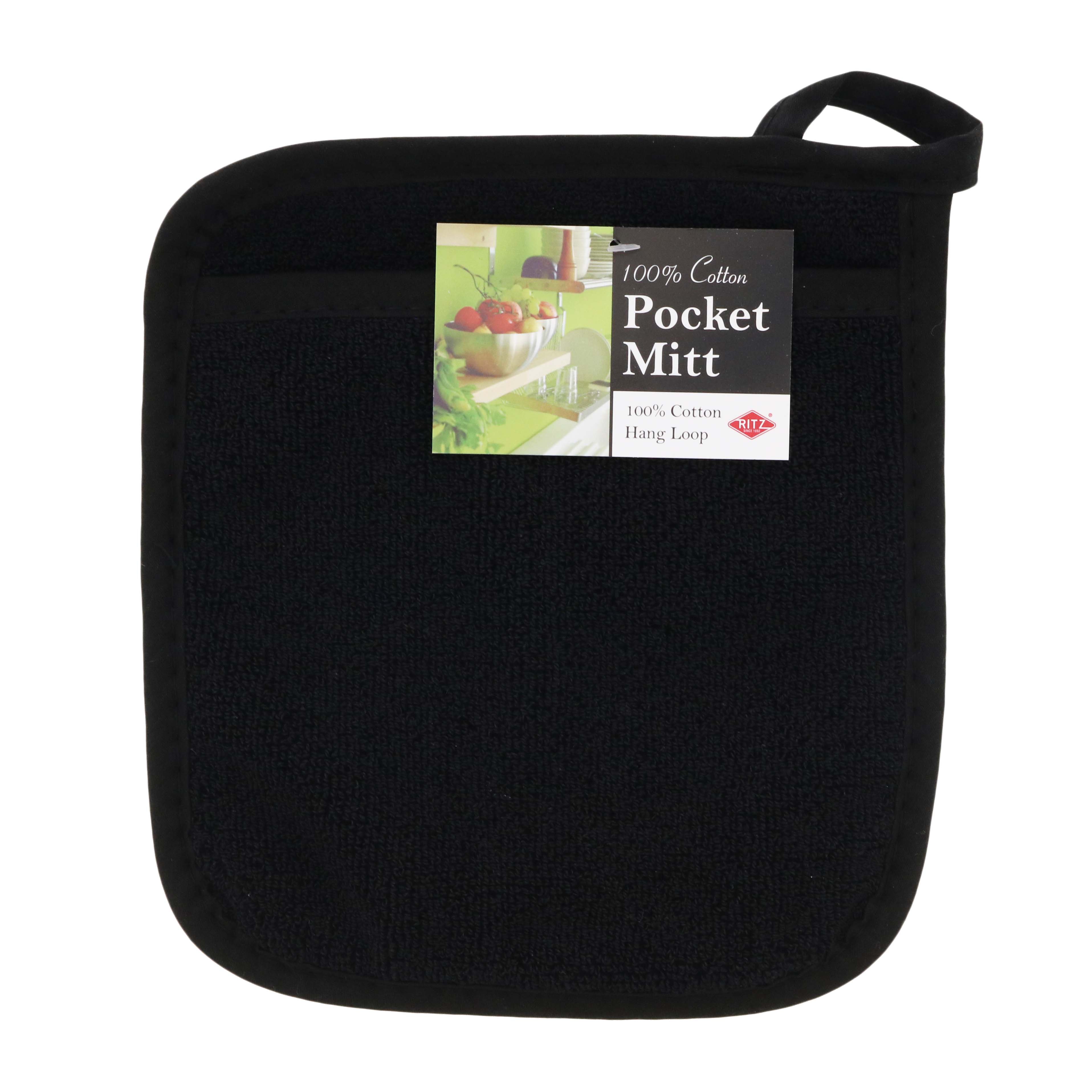 John Ritzenthaler Ritz Black Terry Pocket Oven Mitt Shop Kitchen