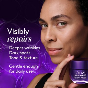 Olay Retinol Max Night Cream for Women, Anti-Aging Face Moisturizer, Fragrance-Free, Non Greasy - Anti-Wrinkle, Smooth Fine Lines, Hydrating Skin Care, 1.7 oz