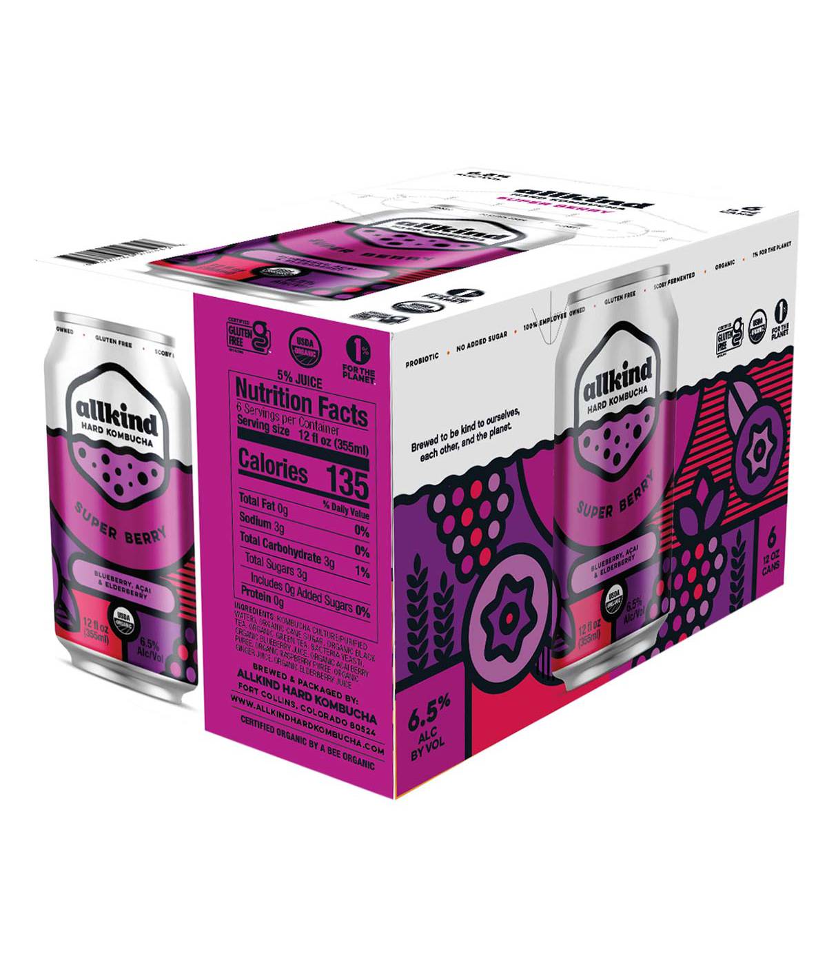 Allkind Super Berry Hard Kombucha 12 oz Cans Shop Malt beverages & coolers at HEB