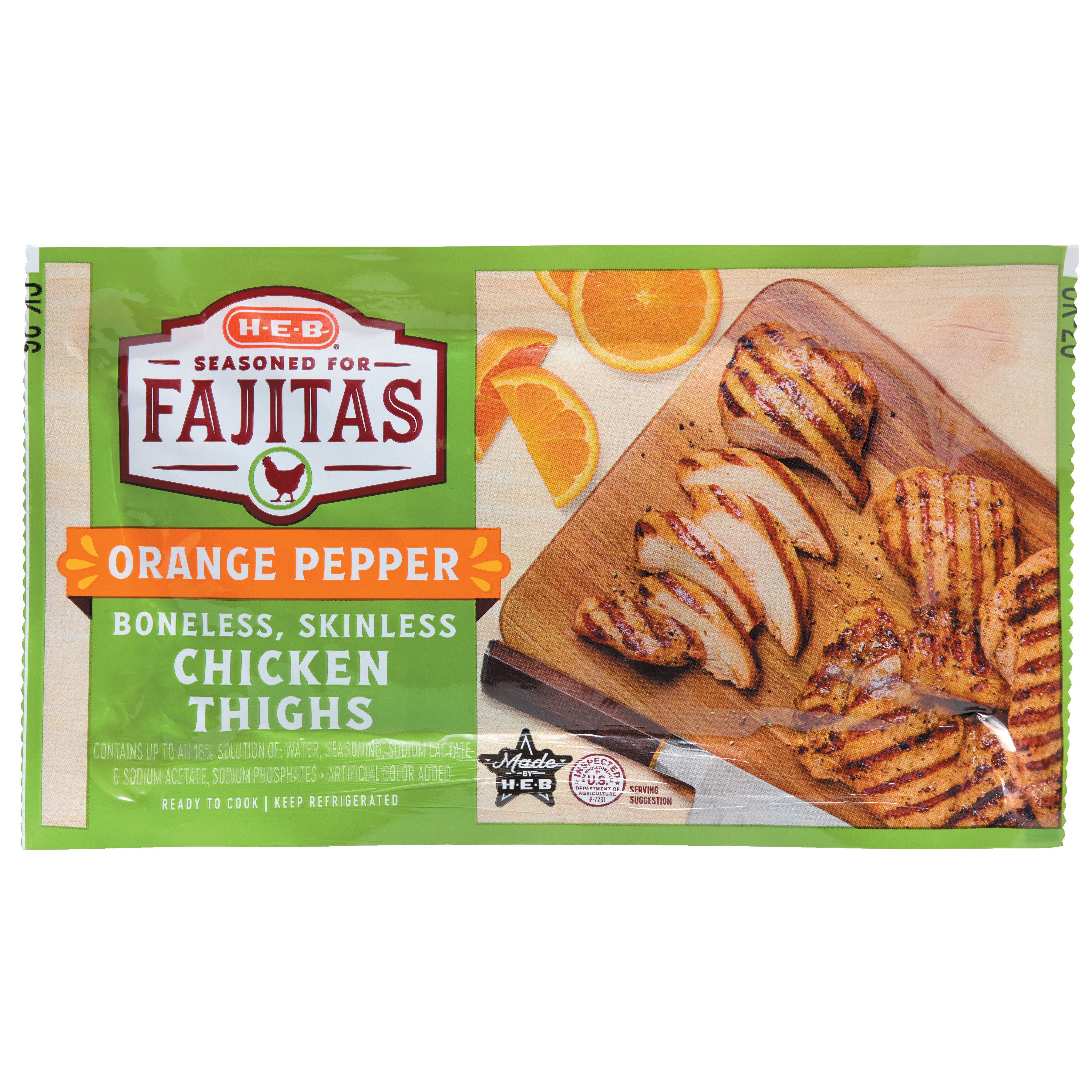 HEB Flaming Bird Orange Pepper Seasoned Chicken Thigh For Fajitas