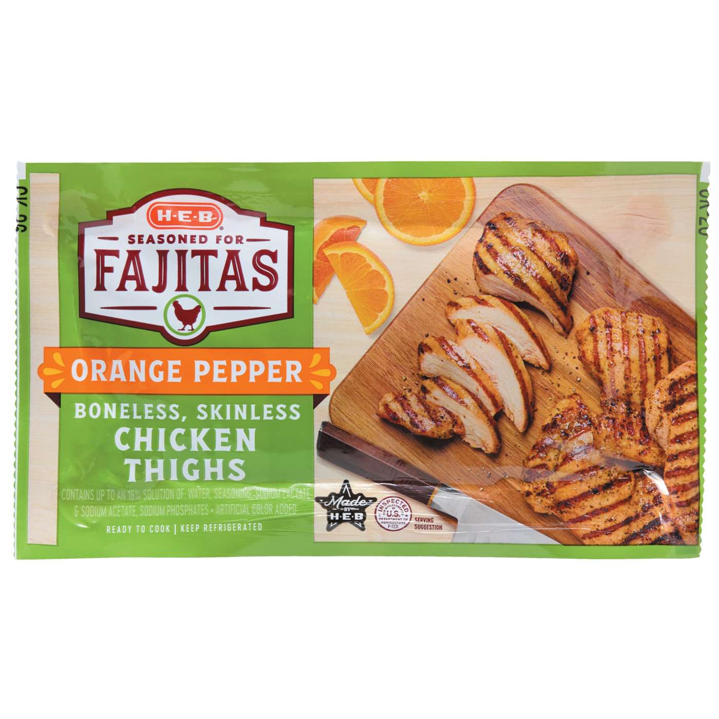 H-E-B Orange Pepper Seasoned Chicken Thigh For Fajitas; image 1 of 2