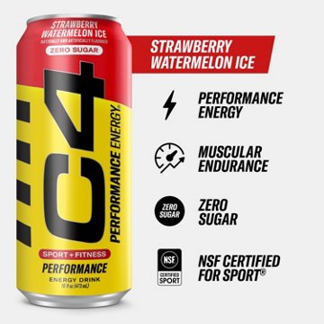 C4 Performance Zero Sugar Energy Drink - Strawberry Watermelon Ice, 16 oz