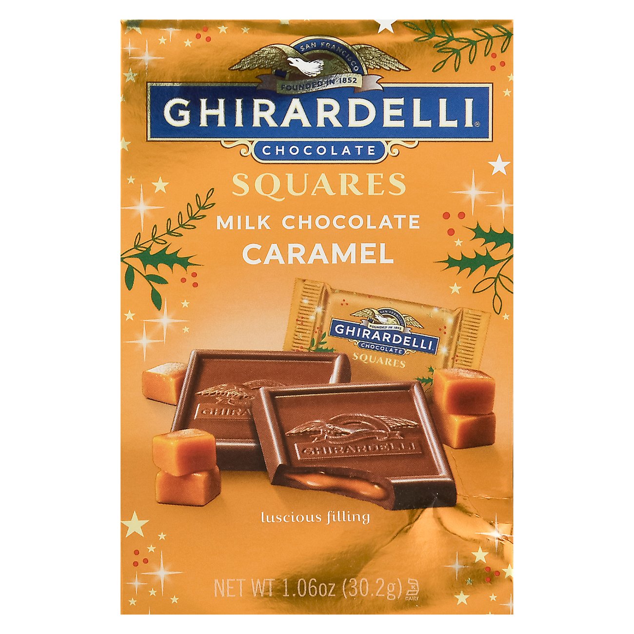 Ghirardelli Milk Chocolate Caramel Holiday Squares Shop Candy At H E B 6467