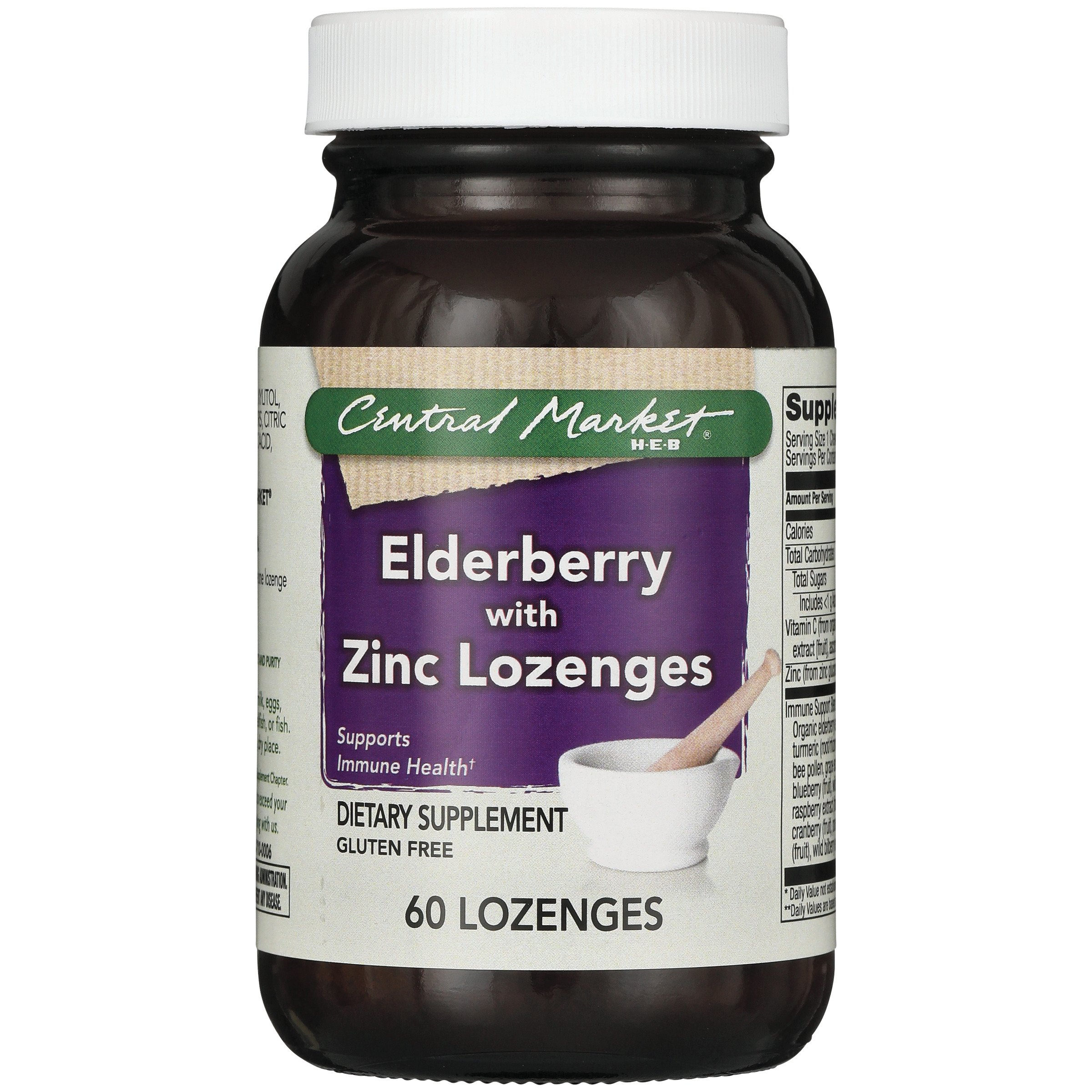 Central Market Elderberry with Zinc Lozenges, 60 ct
